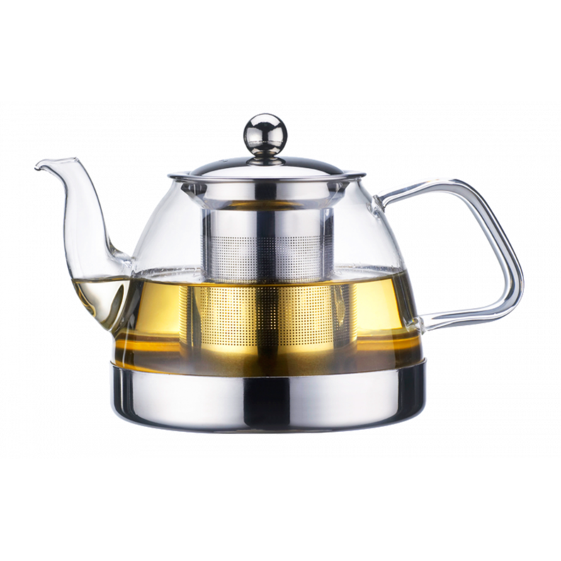 Tetera 800ml Vidrio Borosilicato Acero Lugano-0