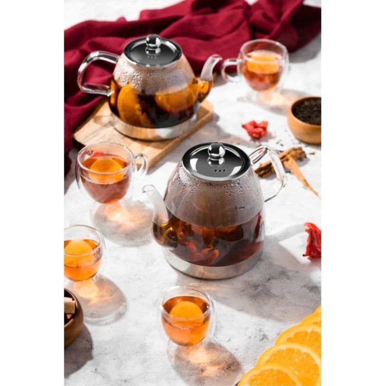 Tetera 800ml Vidrio Borosilicato Acero Lugano-3