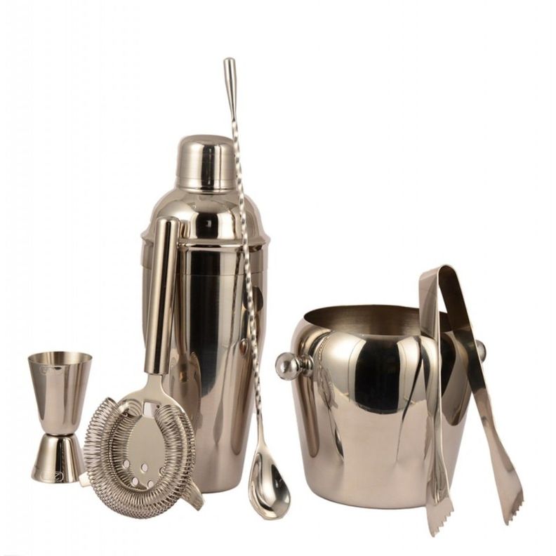 Set Bar 6pzs Acero Inoxidable Manhattan Ice Negro Lugano-0