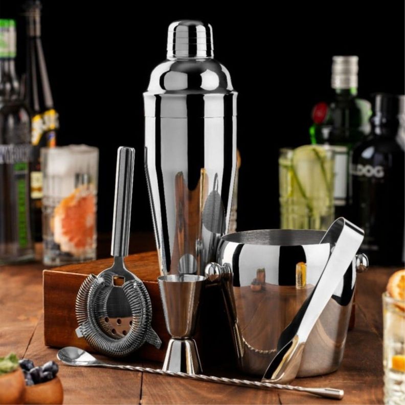 Set Bar 6pzs Acero Inoxidable Manhattan Ice Negro Lugano-1