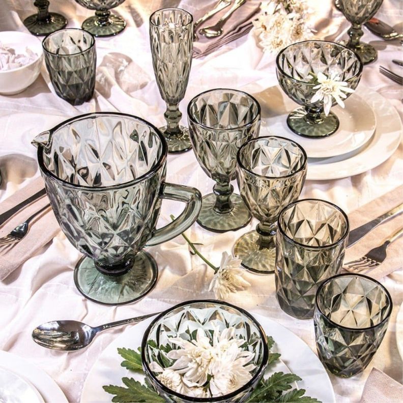 Set 4 Vasos Bajo 24cl Vidrio Negro Rombo Lugano-2