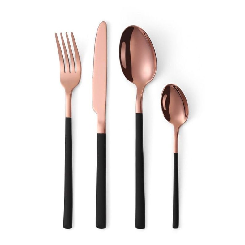 Set Cubertería 24 Pzs Goldrose/Negro Acero Inoxidable Lugano-0