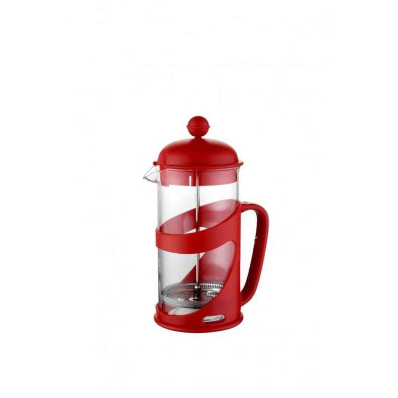 Cafetera Francesa Vidrio Borosilicato 600ml Rojo Cali Lugano-0