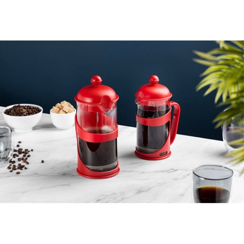 Cafetera Francesa Vidrio Borosilicato 600ml Rojo Cali Lugano-1
