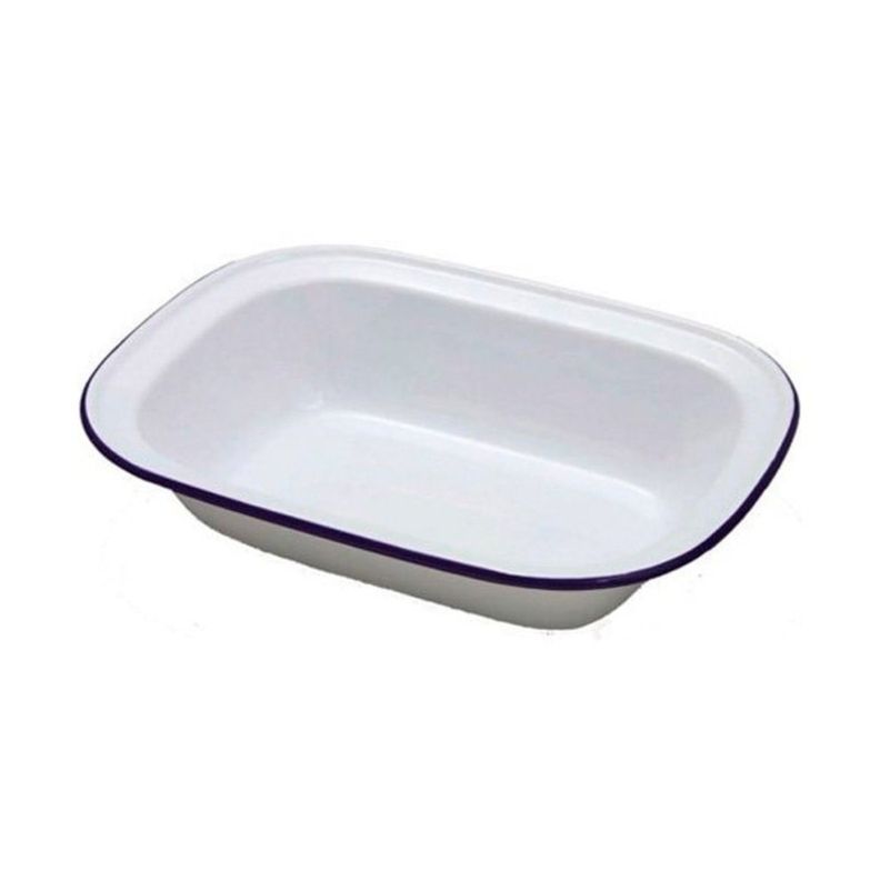 Fuente Rectangular Acero Esmaltado Blanco y Azul 20cm Ibili-0