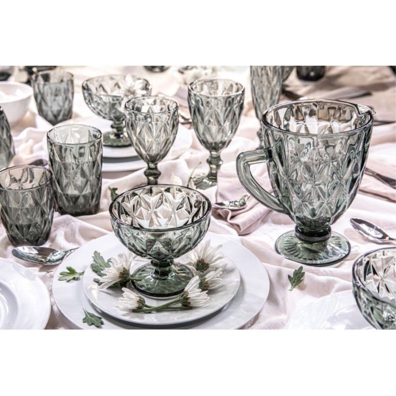 Set 4 Vasos Alto 35cl Negro Rombo Vidrio Lugano-1