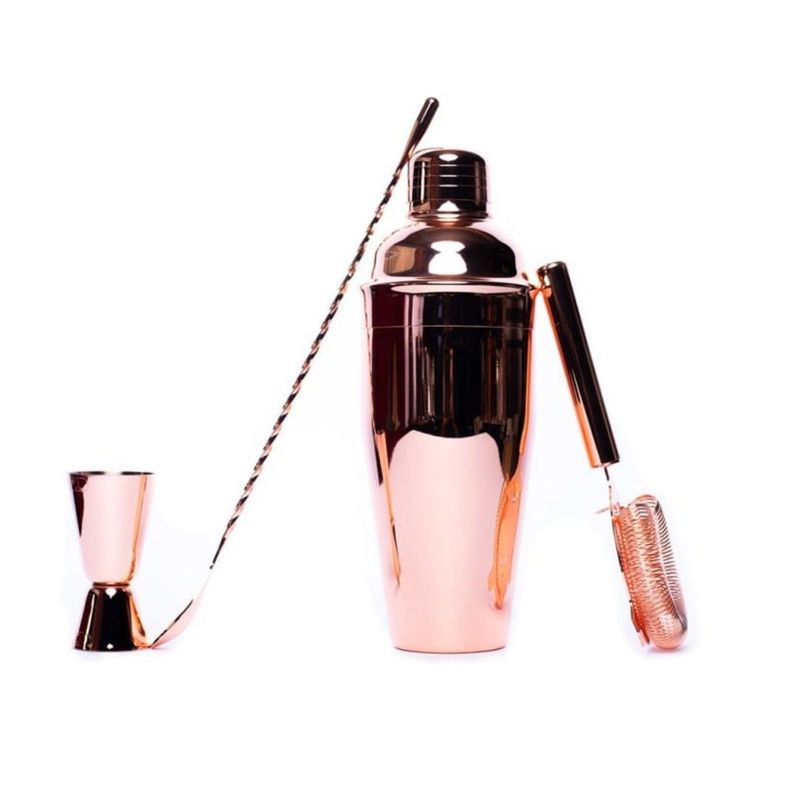 Set Bar 4pzs Cobre Manhattan Lux Acero Inoxidable Lugano