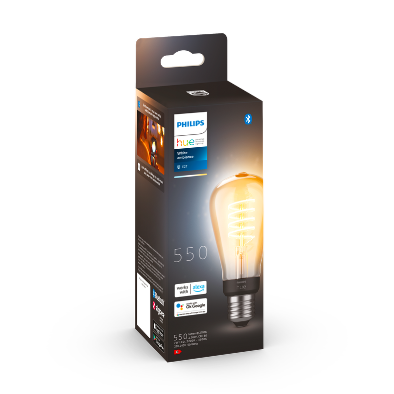 Hue Ampolleta Inteligente Filamento Bluetooth E27 Edison ST64 White Ambiance-0