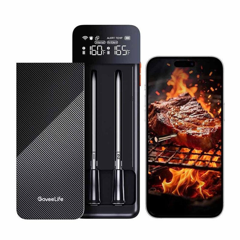 Termometro de Carne WiFi y BT con 2 Sondas Negro