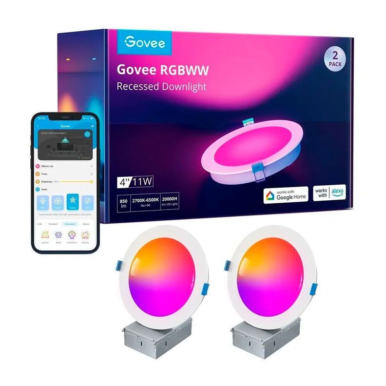 Set de 2x Luces LED Empotrables RGBWW 4" para Techo-0