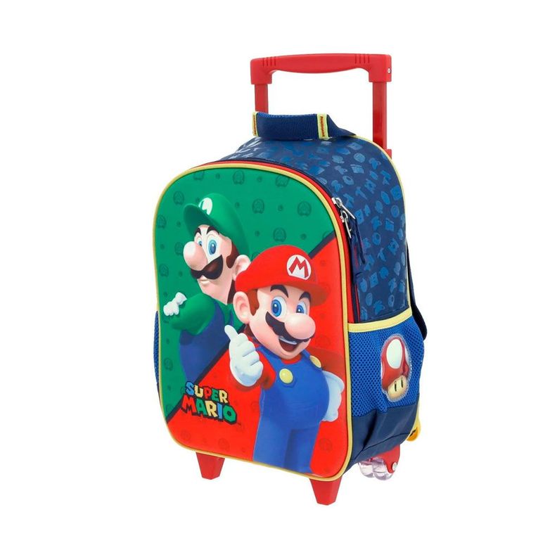 MOCHILA RUEDAS INFANTIL ORIGINAL SUPER MARIO BROS MARIO & LUIGI-0