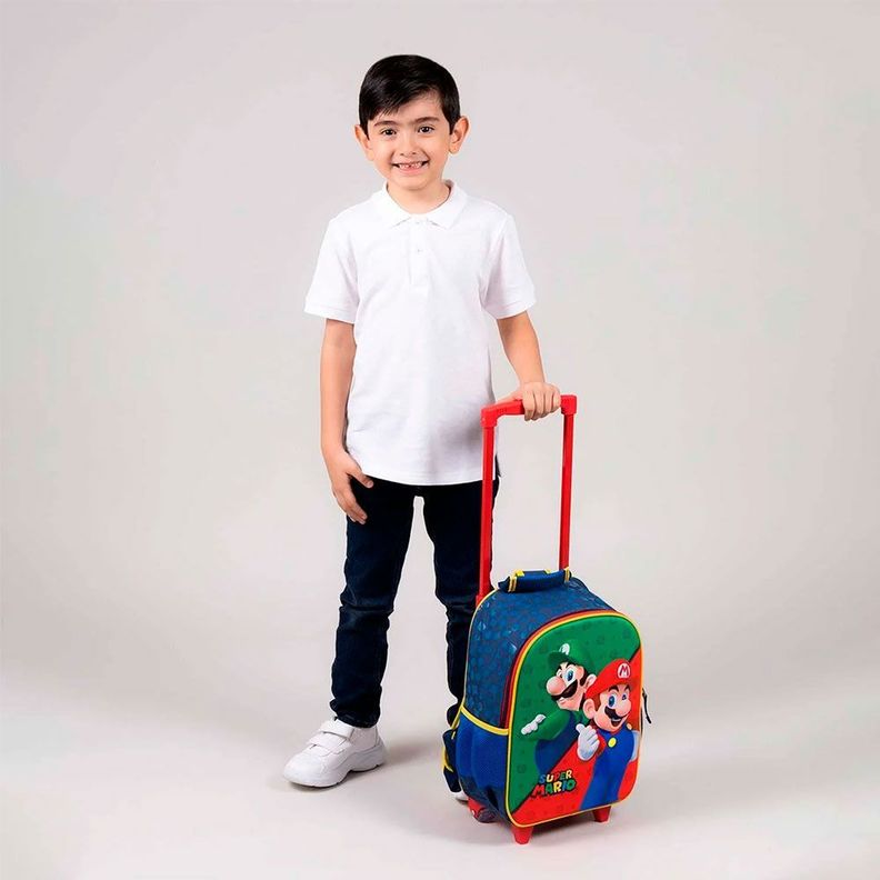 MOCHILA RUEDAS INFANTIL ORIGINAL SUPER MARIO BROS MARIO & LUIGI-4