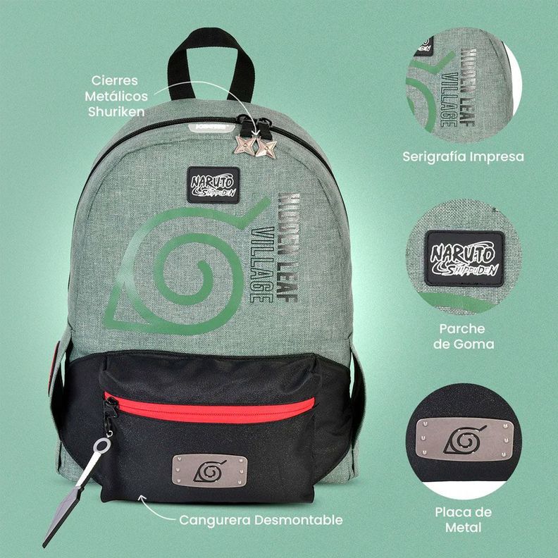 MOCHILA PREMIUM ORIGINAL NARUTO SHIPPUDEN ALDEA HOJA-3