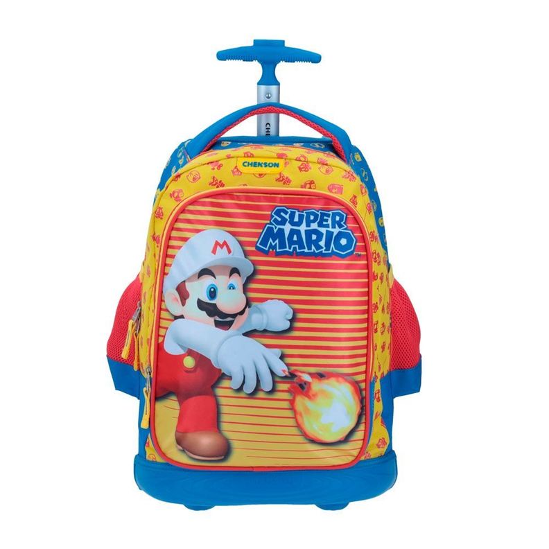 MOCHILA INFANTIL CON RUEDAS GRANDE ORIGINAL SUPER MARIO FUEGO-0