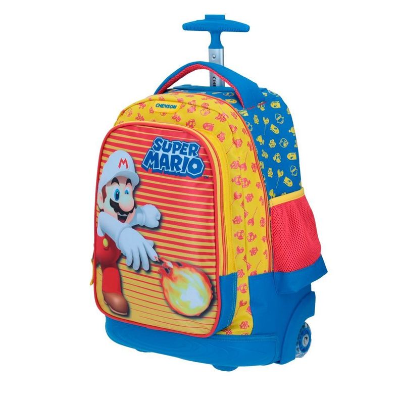 MOCHILA INFANTIL CON RUEDAS GRANDE ORIGINAL SUPER MARIO FUEGO-2