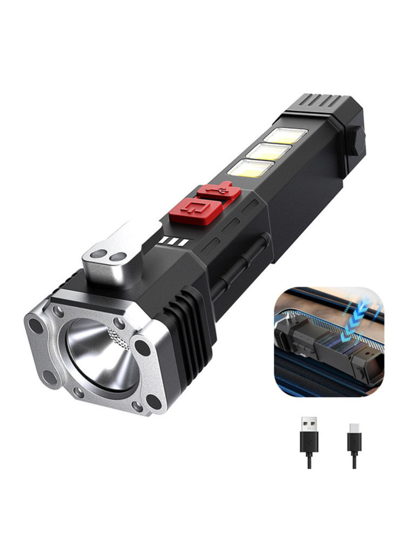 Linterna 4 En 1 Martillo+cortacinturon+led+cargasolar-0