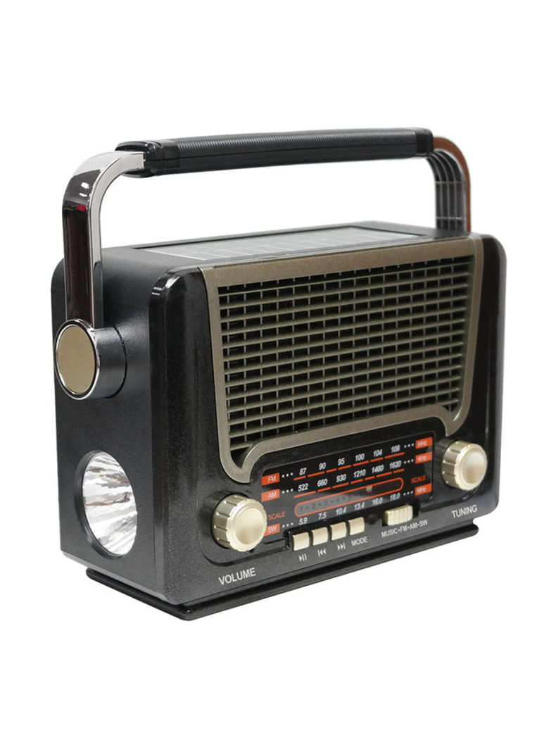 Radio Vintage+panel Solar+linterna+bt+tf+usb-0