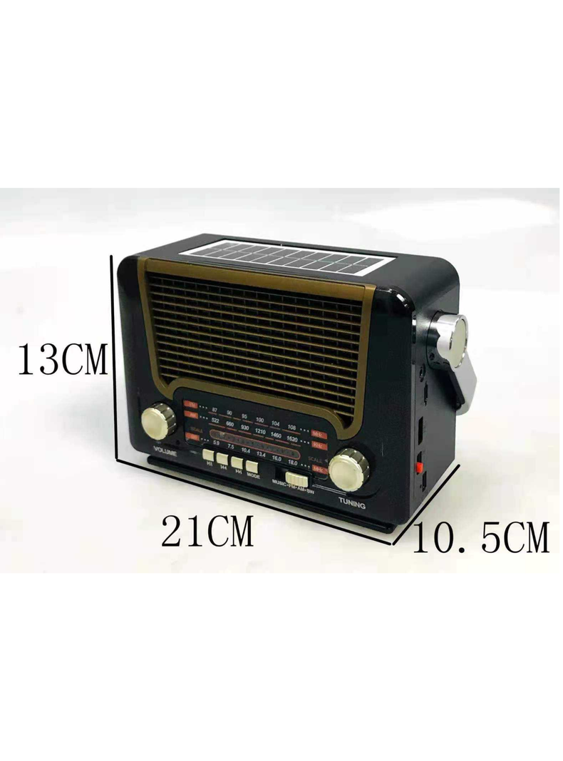 Radio Vintage+panel Solar+linterna+bt+tf+usb-3
