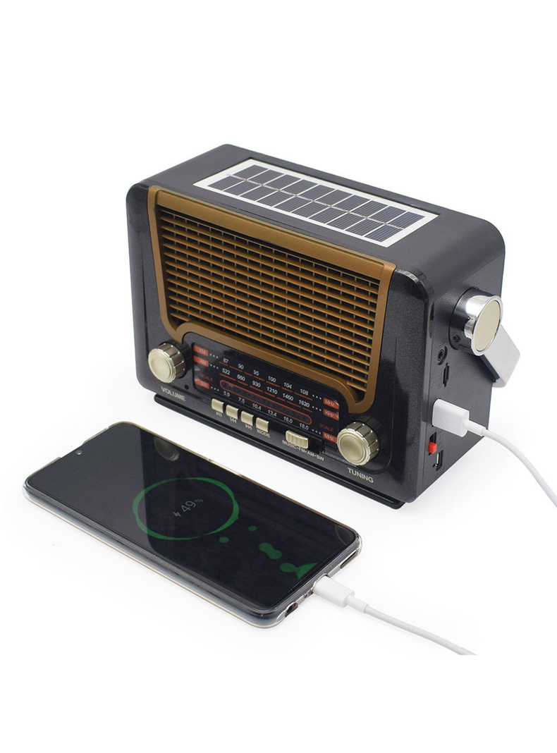 Radio Vintage+panel Solar+linterna+bt+tf+usb-4