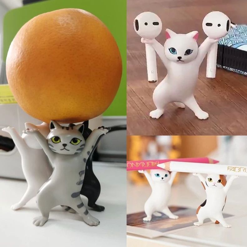 Set 5 Figuras Gatos Soporte Audífonos ,Lápiz , Aros, Anillo-4