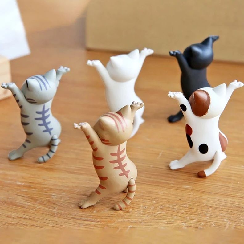 Set 5 Figuras Gatos Soporte Audífonos ,Lápiz , Aros, Anillo-6