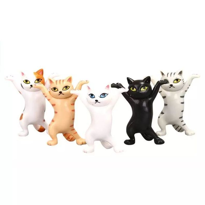 Set 5 Figuras Gatos Soporte Audífonos ,Lápiz , Aros, Anillo-0