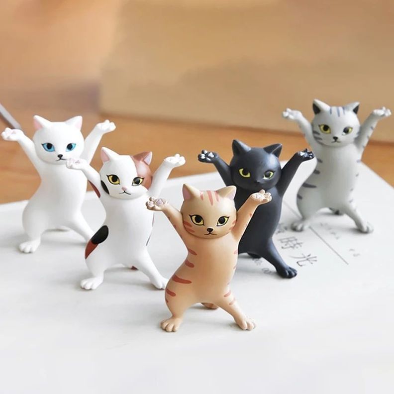 Set 5 Figuras Gatos Soporte Audífonos ,Lápiz , Aros, Anillo-1