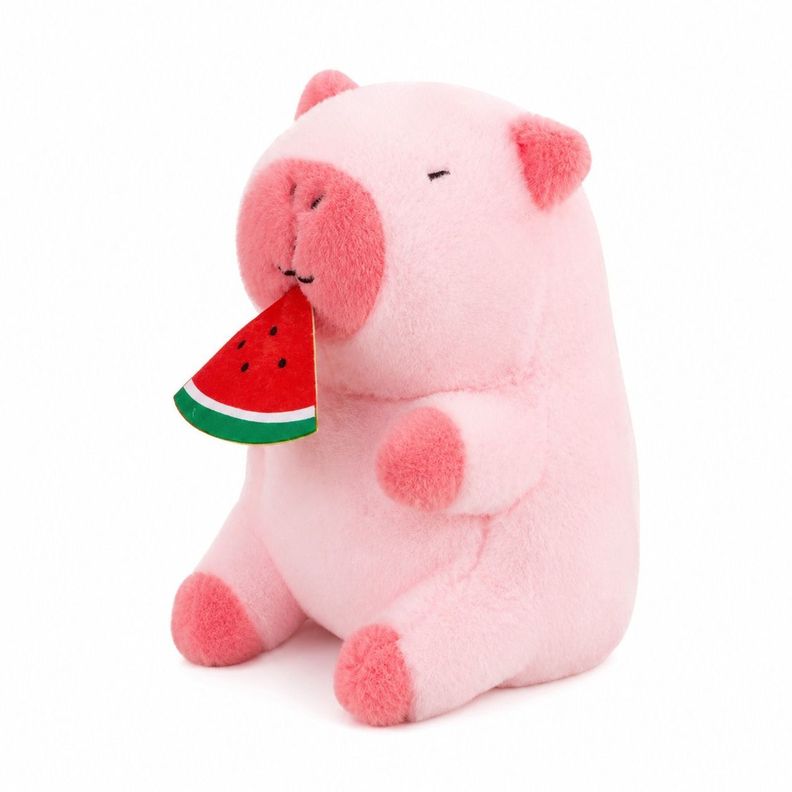 Peluche Capibara Rosado con Sandia de 23 cm Ternura Suavidad y Diseno Exclusivo