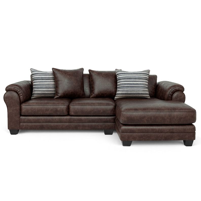 Sofa Seccional 4 Cuerpos XL Con Resorte Estructural Grandon Envejecido Cafe Oscuro