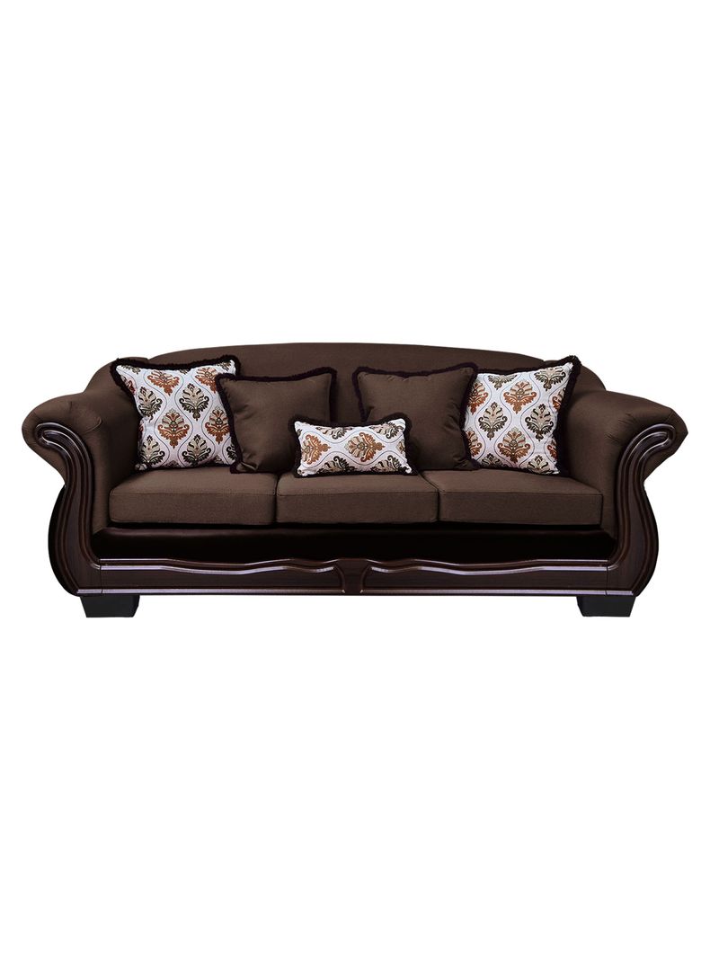 Sofa Con Resorte estructural Bufalo 4 Cuerpos Chenille+PU Cafe Oscuro