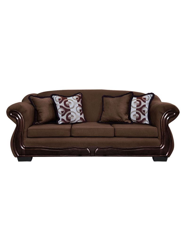Sofa Con Resorte Estructural 4 Cuerpos Bufalo Chenille  Cafe Oscuro