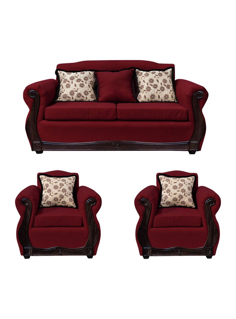 Living Con Resorte Estructural 5 Cuerpos 3+1+1 Gran Santi Chenille Rojo