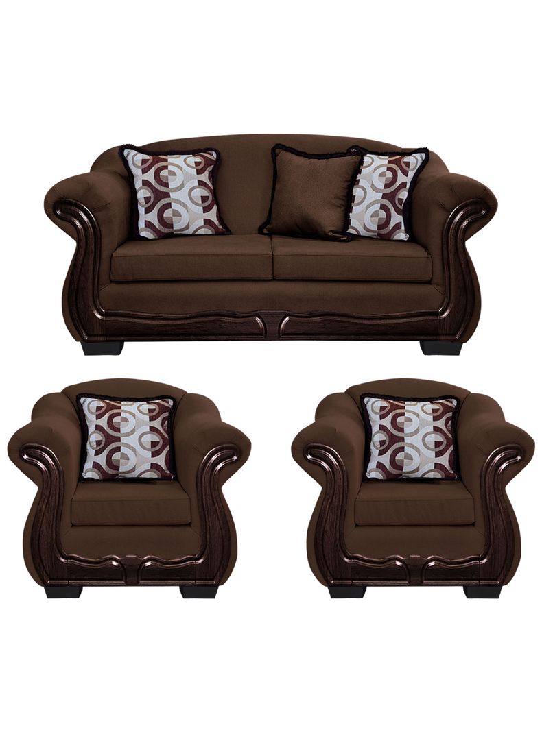 Living Con Resorte Estructural 5 Cuerpos Bufalo 3+1+1 Chenille Cafe Oscuro