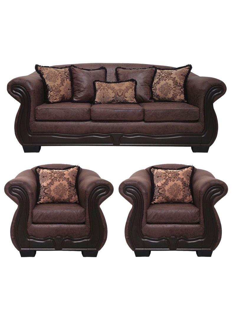 Living Con Resorte Estructural 6 Cuerpos 4+1+1 Grand Bufalo Envejecido Version PREMIUM