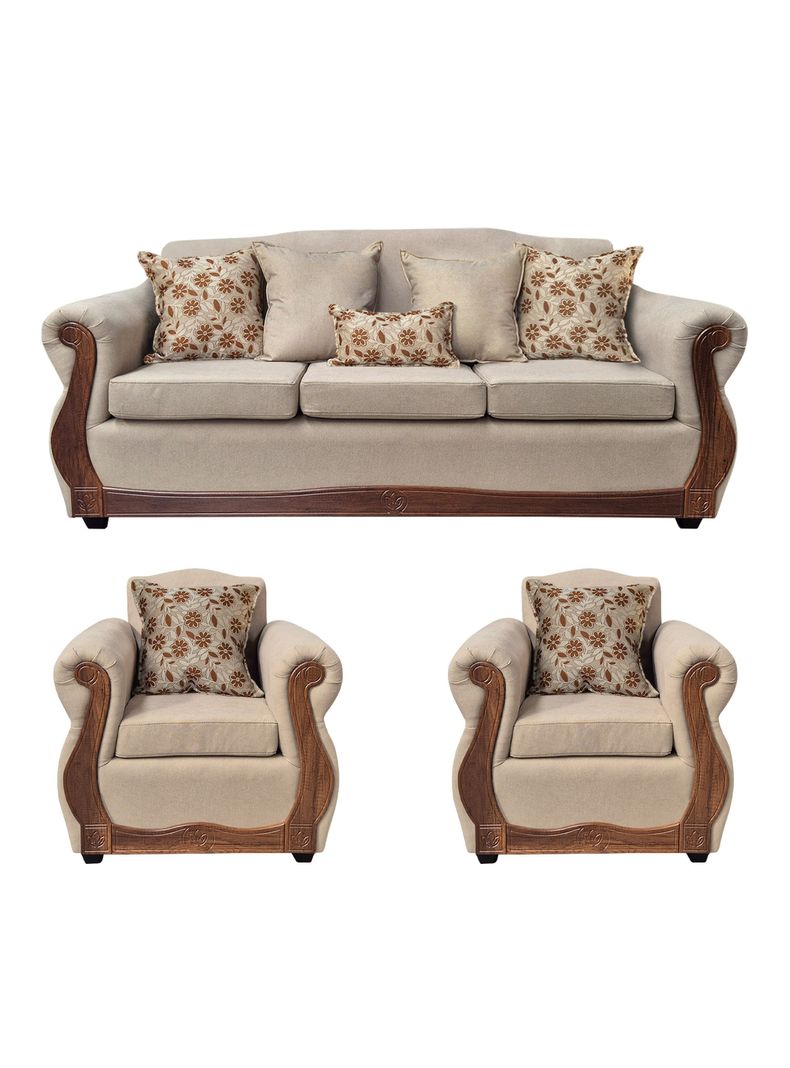 Living Con Resorte Estructural 6 Cuerpos 4+1+1 Gran Santi Chenille X Beige
