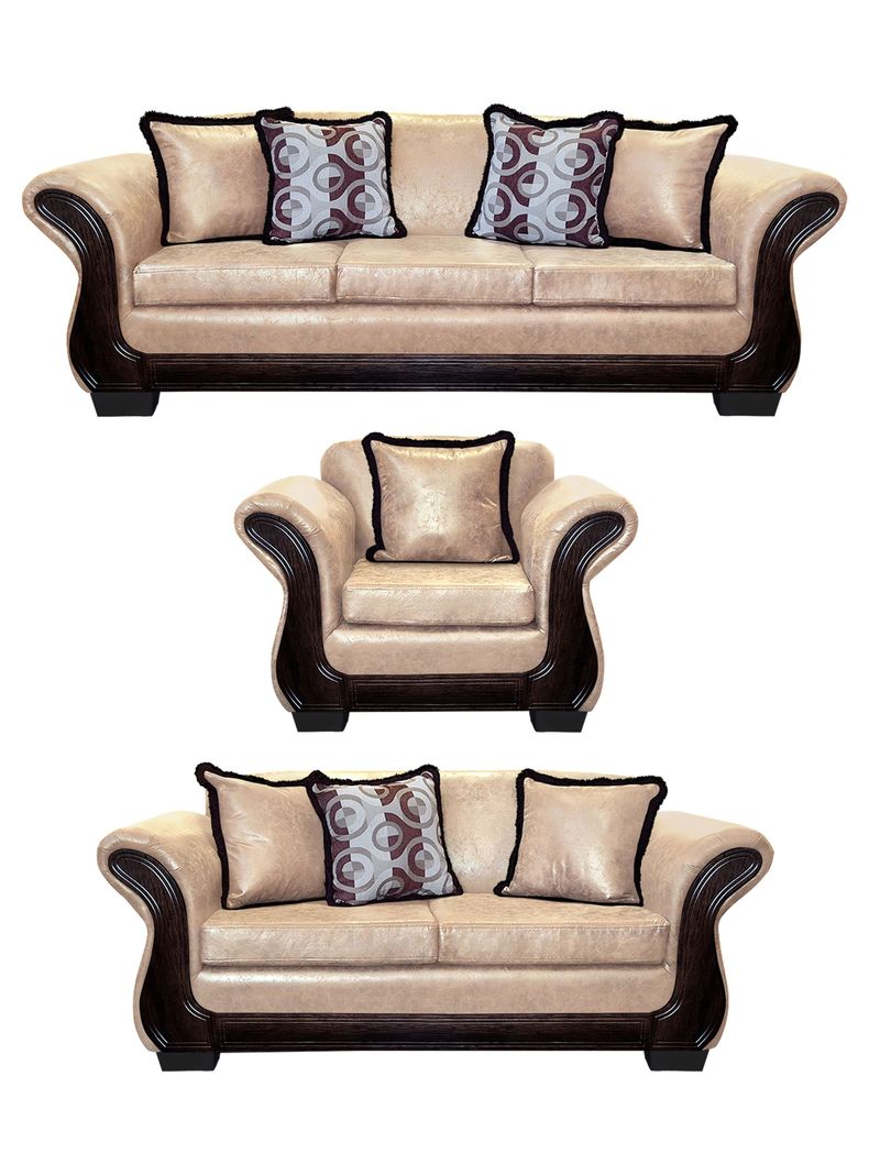 Living Con Resorte Estructural 8 Cuerpos 4+3+1 Finis Envejecido   Beige