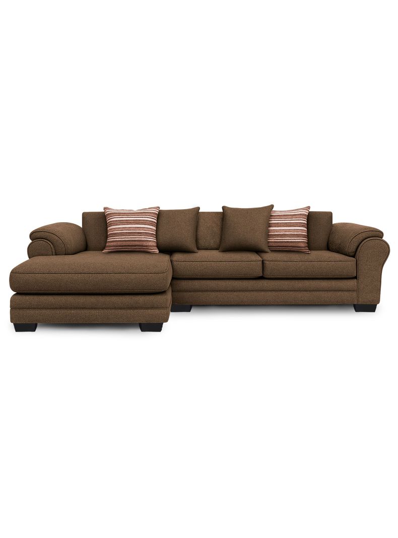 Sofa Seccional Izquierdo 5 Cuerpos XL Con Resorte Estructural Grandon Chenille  Cafe