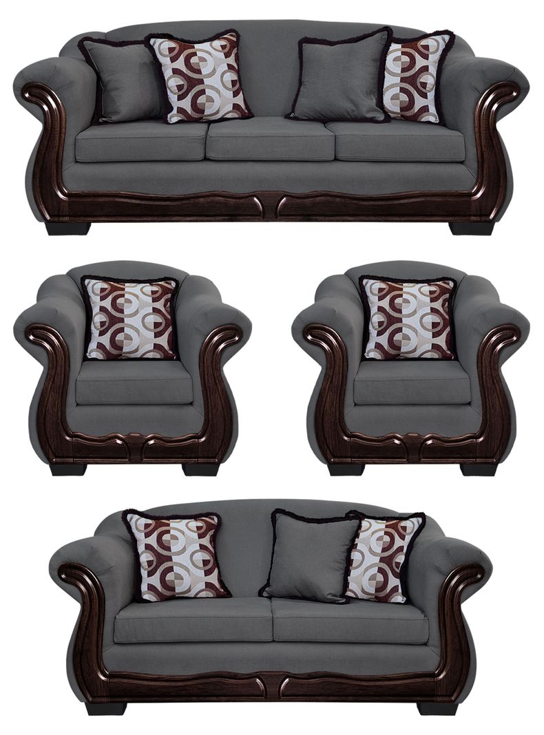 Living Con Resorte Estructural 9 Cuerpos Bufalo 4+3+1+1 Chenille