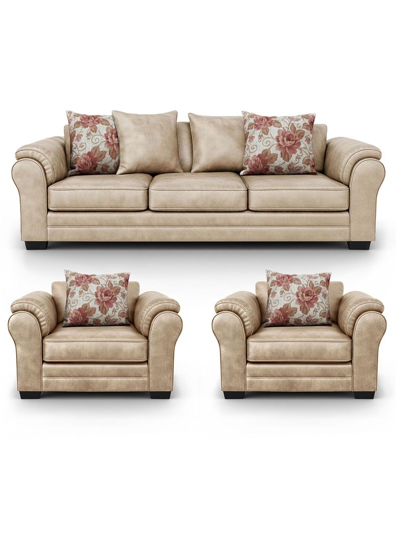 Living 6 Cuerpos 4+1+1 XL Con Resorte Estructural Grandon Envejecido