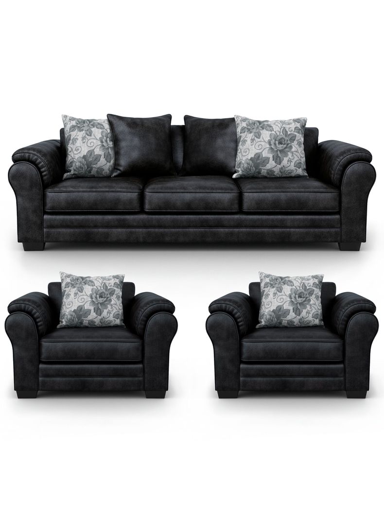 Living 6 Cuerpos 4+1+1 XL Con Resorte Estructural Grandon Envejecido