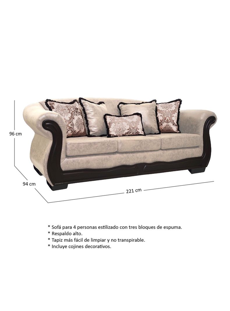 Sofa Con Resorte Estructural 4 Cuerpos Grand Bufalo Envejecido Version PREMIUM