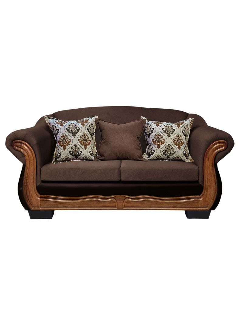 Sofa Con Resorte Estructural 3 Personas Bufalo Chenille+PU X Cafe Oscuro
