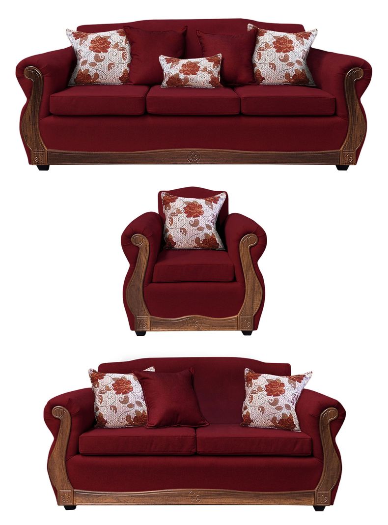 Living Con Resorte Estructural 8 Cuerpos 4+3+1 Gran Santi Chenille  X Rojo