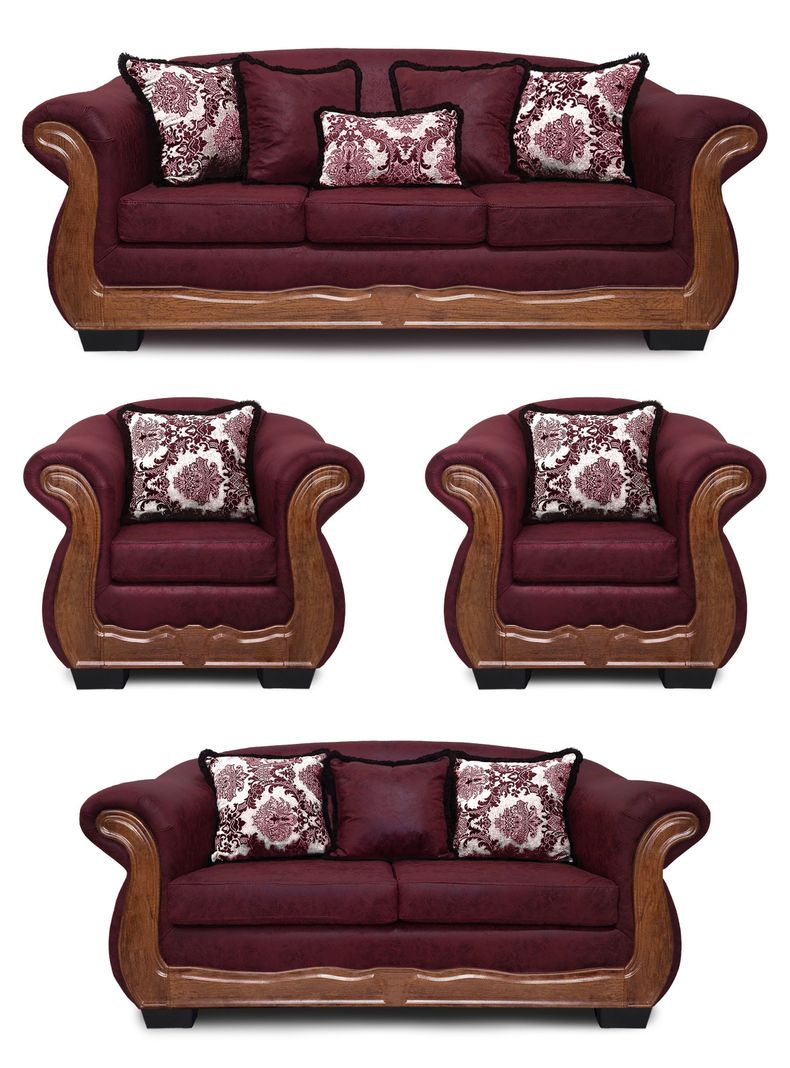 Living Con Resorte Estructural 9 Cuerpos 4+3+1+1 Grand Bufalo Envejecido Burdeo X Version PREMIUM