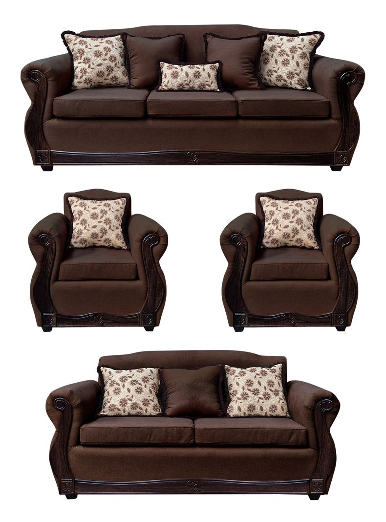 Living Con Resorte Estructural 9 Cuerpos 4+3+1+1 Gran Santi Chenille   Cafe Oscuro