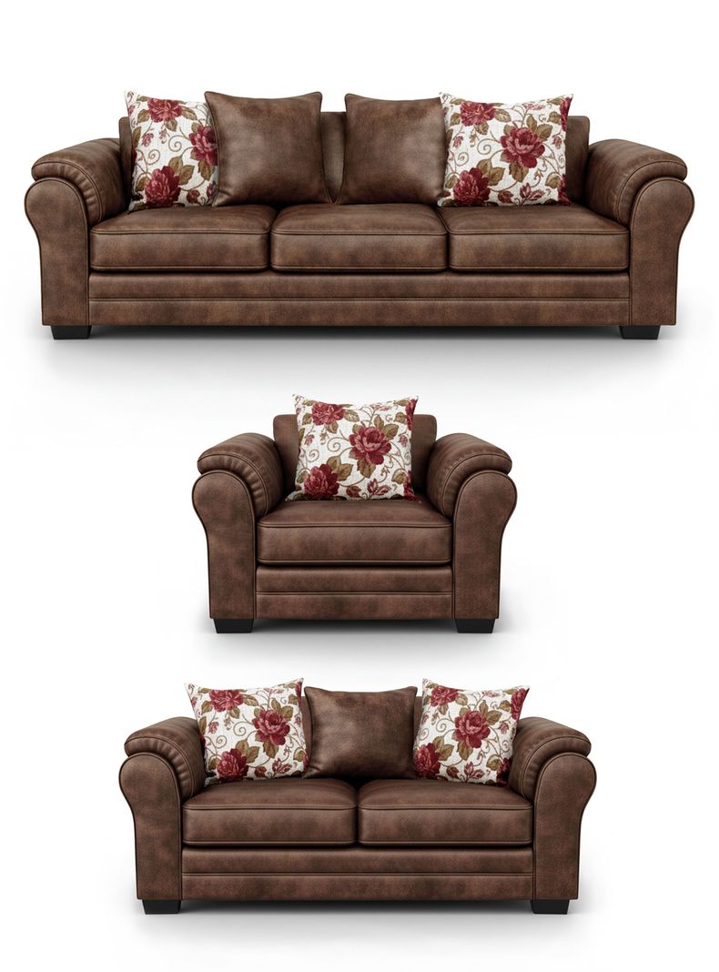 Living 8 Cuerpos 4+3+1 XL Con Resorte Estructural Grandon Envejecido