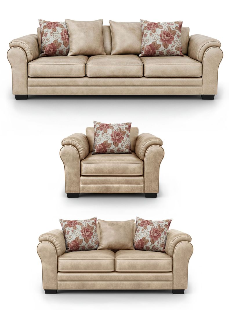 Living 8 Cuerpos 4+3+1 XL Con Resorte Estructural Grandon Envejecido