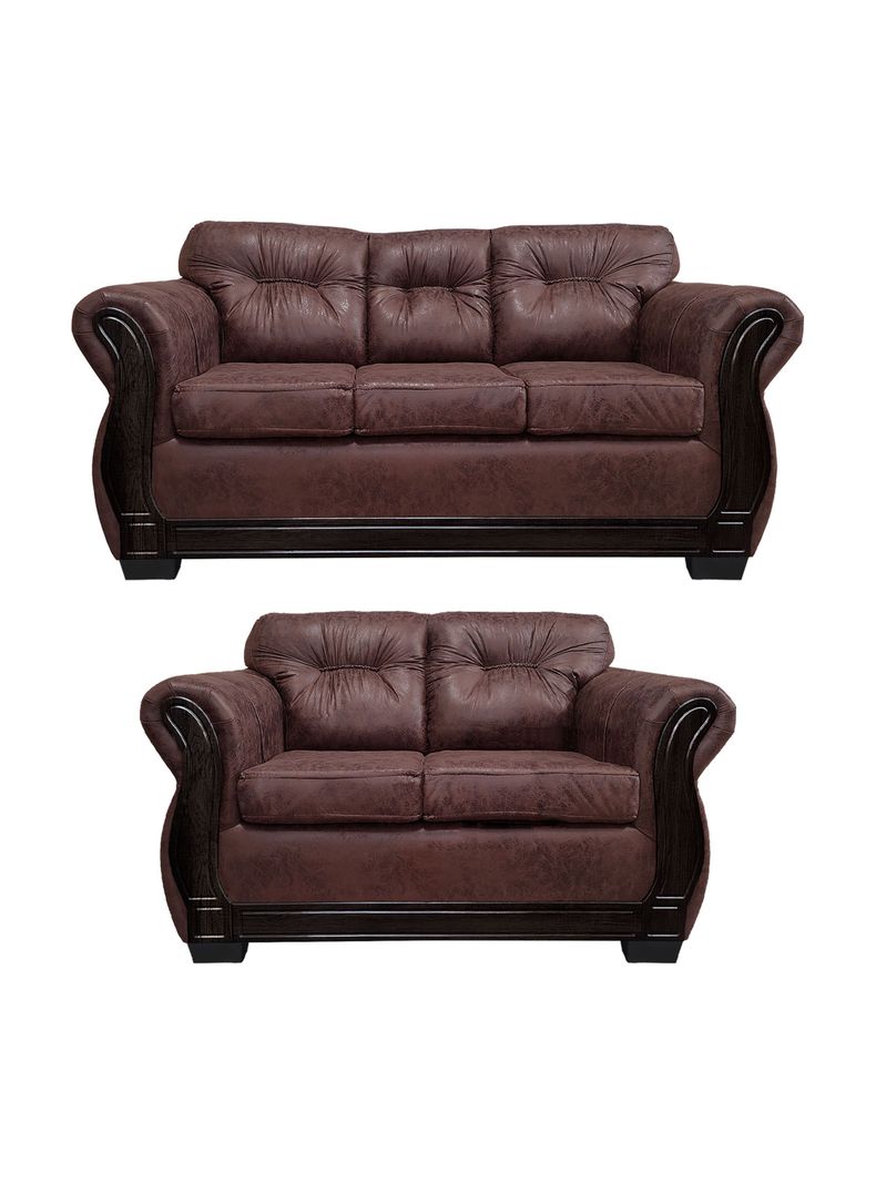 Living Con Respaldo Confortable 5 Personas Taurus 3+2 Envejecido Cafe Oscuro