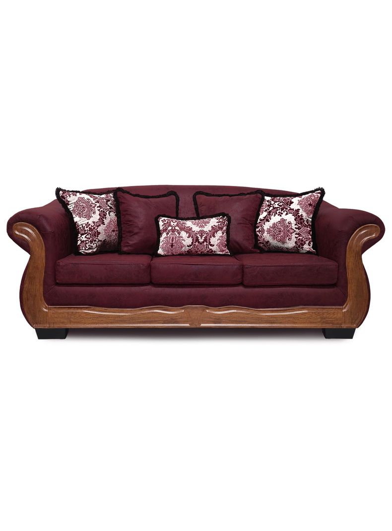 Sofa Con Resorte Estructural 4 Cuerpos Grand Bufalo Envejecido Burdeo X Version PREMIUM