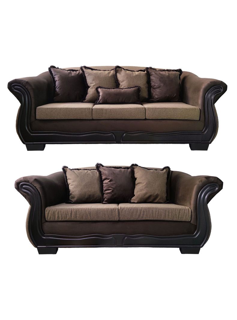 Living Con Resorte Estructural 7 Cuerpos 4+3 Grand Bufalo Lino Rustico Version PREMIUM Diseno 1